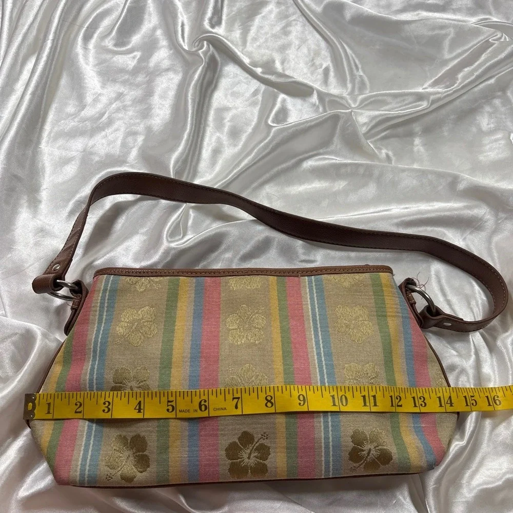 y2k Shoulder Bag Multi Color Excellent St Johns Bay Hibiscus Stripe Baguette